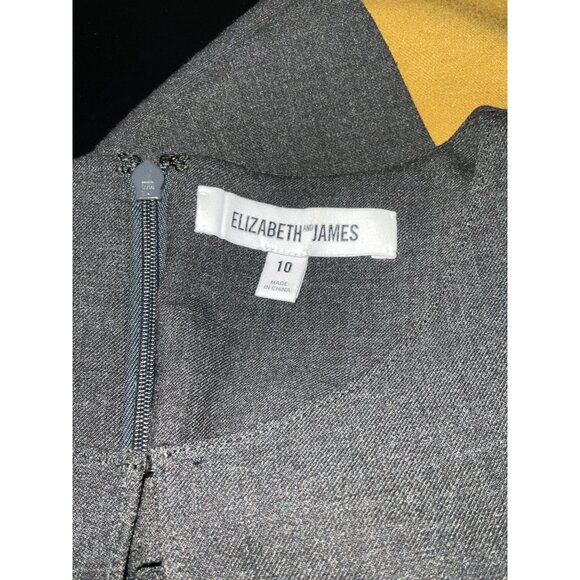 Elizabeth & James Charcoal Fit Flare Dress With Mustard Hem Detail size 10 - Picture 5 of 13